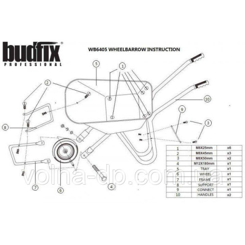 Тачка будівельна Budfix WB6405 Тачка будівельна Budfix WB6405