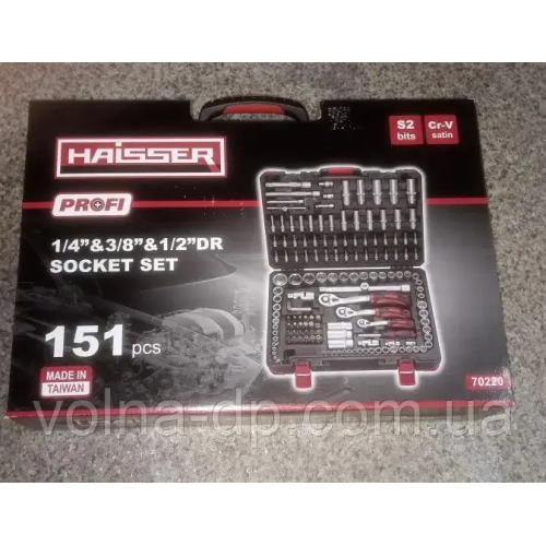 Набір інструментів професійний 1/2 і 3/8 і 1/4 151 одиниця HAISSER 70220 Набір інструментів професійний 1/2 і 3/8 і 1/4 151 одиниця HAISSER 70220