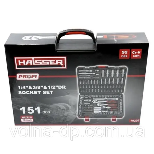 Набір інструментів професійний 1/2 і 3/8 і 1/4 151 одиниця HAISSER 70220 Набір інструментів професійний 1/2 і 3/8 і 1/4 151 одиниця HAISSER 70220