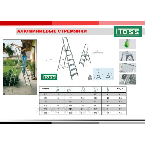 Драбина алюмінієва — 916 (6ст) ITOSS Драбина алюмінієва — 916 (6ст) ITOSS