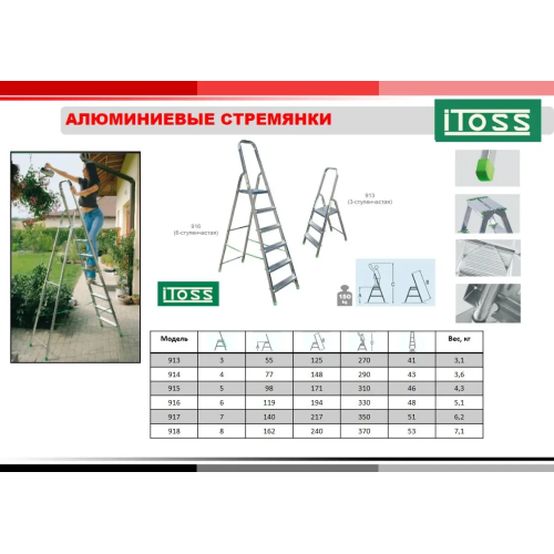 Драбина алюмінієва — 916 (6ст) ITOSS