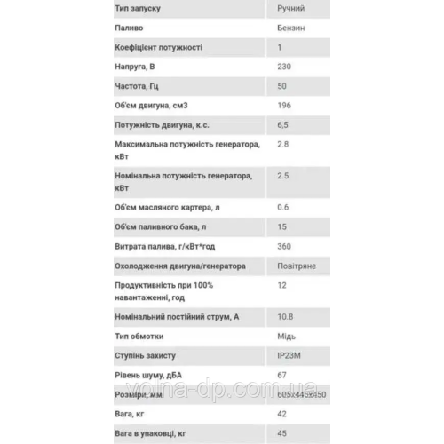 Генератор бензиновий ERGO EGS3000E