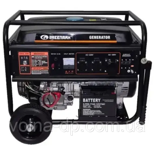 Генератор бензиновий GREENMAX MB9000EB3 7.0/7.5 кВт, трифазний, з електрозапуском