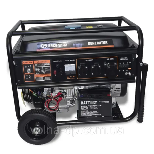 Генератор бензиновий GREENMAX MB9000EB3 7.0/7.5 кВт, трифазний, з електрозапуском