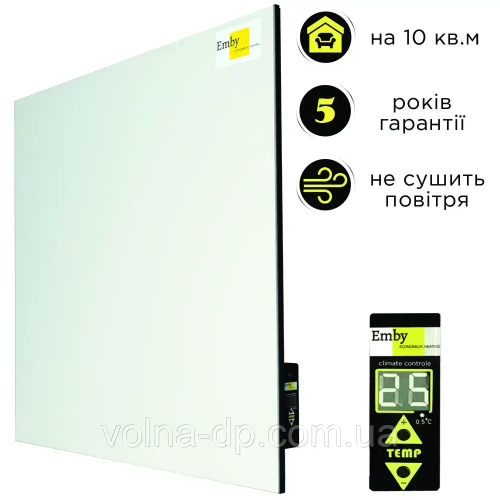 Керамічний обігрівач Emby CHT-500 білий з терморегулятором на 10 кв. м Керамічний обігрівач Emby CHT-500 білий з терморегулятором на 10 кв. м