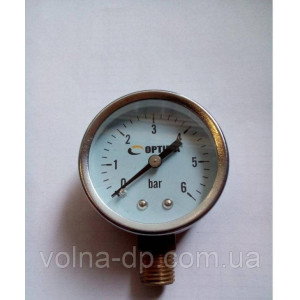 Манометр Optima 6 атм. 50мм нерж.корпус