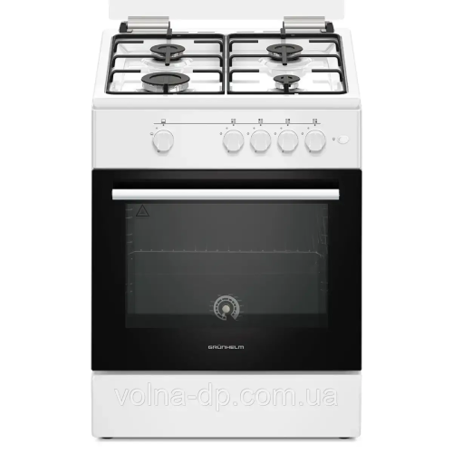 Плита газова біла Grunhelm G4FG6612W-0