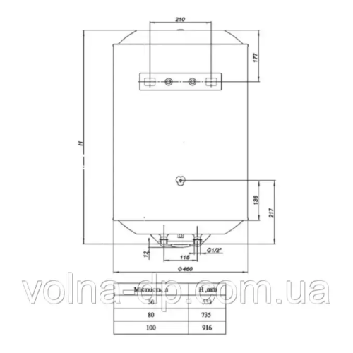 Водонагрівач (бойлер) 100 л Grunhelm GBH A-100