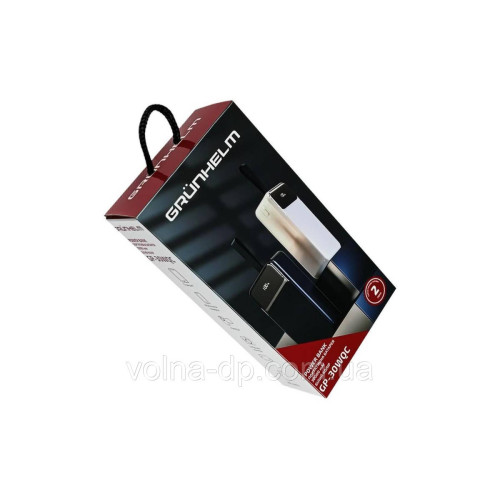 Повербанк портативна батарея 30.000 mAh. білий — GP-30WQC. швидке заряджання 22.5W GRUNHELM