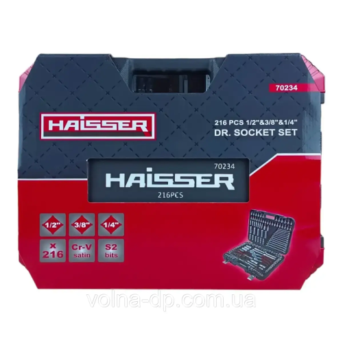 Набір інструментів професійний 1/2" і 3/8" і 1/4" 216 од. HAISSER (70234) Набір інструментів професійний 1/2" і 3/8" і 1/4" 216 од. HAISSER (70234)
