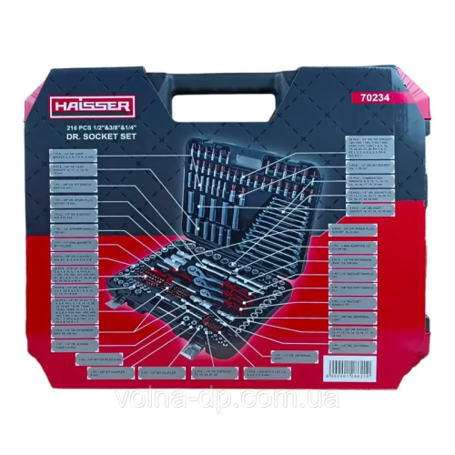 Набір інструментів професійний 1/2" і 3/8" і 1/4" 216 од. HAISSER (70234) Набір інструментів професійний 1/2" і 3/8" і 1/4" 216 од. HAISSER (70234)
