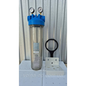 Колба фільтра Atlas 20" DP BIG MONO, 1" IN/TS прозора з манометрами Atlas Filtri