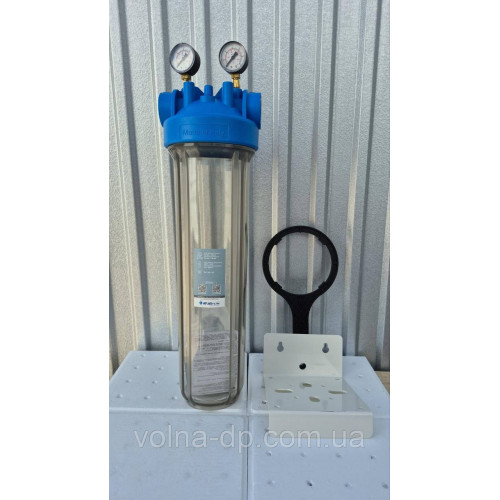 Колба фільтра Atlas 20" DP BIG MONO, 1" IN/TS прозора з манометрами Atlas Filtri Колба фільтра Atlas 20" DP BIG MONO, 1" IN/TS прозора з манометрами Atlas Filtri