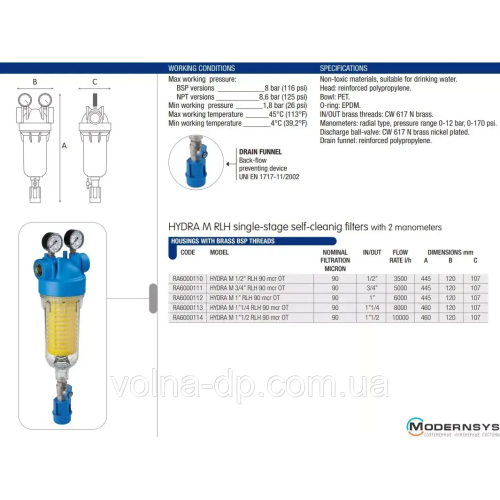 Фільтр самопромивний Atlas Hydra M 1" RLH-90 KIT RA6000112 Фільтр самопромивний Atlas Hydra M 1" RLH-90 KIT RA6000112