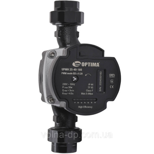 Насос циркуляційний енергоощадний Optima PRIME UPMH 25-40AUTO 180мм + гайки Насос циркуляційний енергоощадний Optima PRIME UPMH 25-40AUTO 180мм + гайки