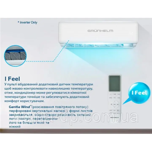 Кондиціонер інверторний Grunhelm GAC-09GH-IWF TPRO-32 - 25 м ²-WI-FI модуль - Датчик температури в пульті Кондиціонер інверторний Grunhelm GAC-09GH-IWF TPRO-32 - 25 м ²-WI-FI модуль - Датчик температури в пульті
