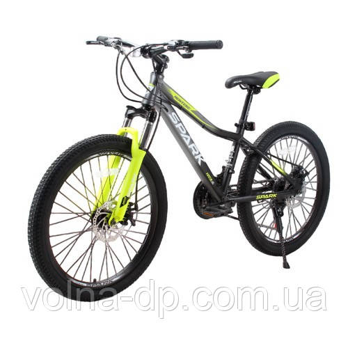 Велосипед SPARK MONTERO JR. (колеса — 24", алюмінієва рама — 13") чорний із сірим Велосипед SPARK MONTERO JR. (колеса — 24", алюмінієва рама — 13") чорний із сірим