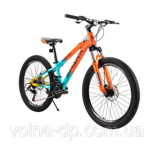 Велосипед SPARK FORESTER JR. (колеса — 24", сталева рама — 11") жовтогарячий із блакитним
