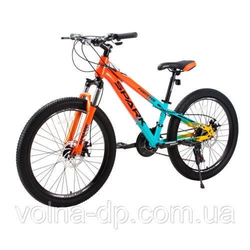 Велосипед SPARK FORESTER JR. (колеса — 24", сталева рама — 11") жовтогарячий із блакитним