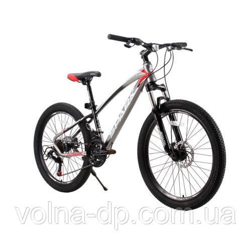 Велосипед SPARK SHARP JR. (колеса — 24", сталева рама — 12") сірий із чорним Велосипед SPARK SHARP JR. (колеса — 24", сталева рама — 12") сірий із чорним