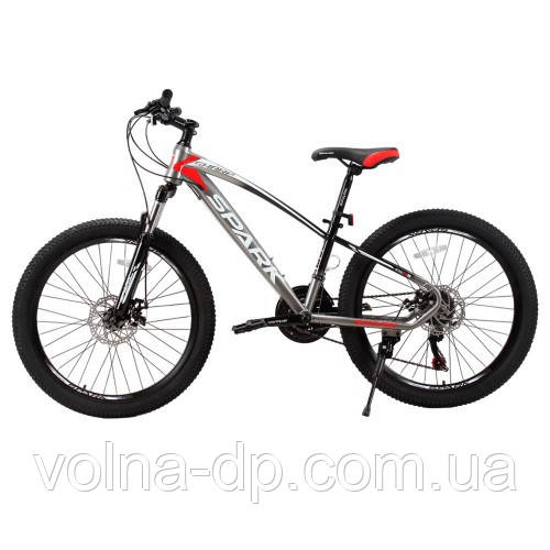 Велосипед SPARK SHARP JR. (колеса — 24", сталева рама — 12") сірий із чорним Велосипед SPARK SHARP JR. (колеса — 24", сталева рама — 12") сірий із чорним
