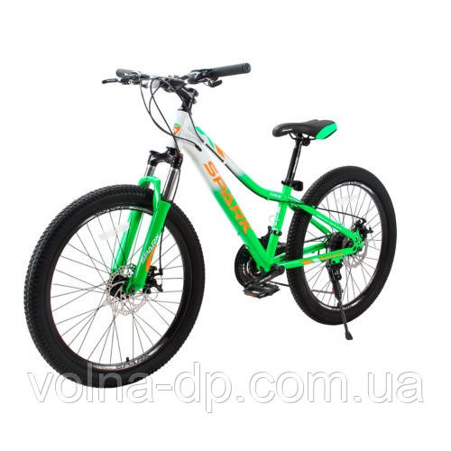 Велосипед SPARK WAVE JR. (колеса — 24", сталева рама — 12") зелений із білим Велосипед SPARK WAVE JR. (колеса — 24", сталева рама — 12") зелений із білим
