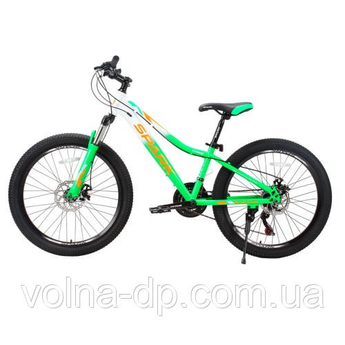 Велосипед SPARK WAVE JR. (колеса — 24", сталева рама — 12") зелений із білим Велосипед SPARK WAVE JR. (колеса — 24", сталева рама — 12") зелений із білим