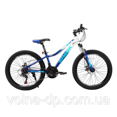 Велосипед SPARK WAVE JR. (колеса — 24", сталева рама — 12") темно-синій із сірим Велосипед SPARK WAVE JR. (колеса — 24", сталева рама — 12") темно-синій із сірим