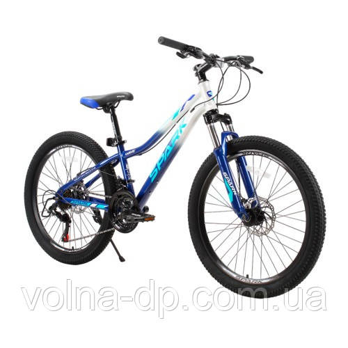 Велосипед SPARK WAVE JR. (колеса — 24", сталева рама — 12") темно-синій із сірим Велосипед SPARK WAVE JR. (колеса — 24", сталева рама — 12") темно-синій із сірим