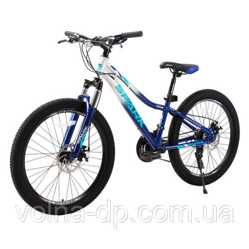 Велосипед SPARK WAVE JR. (колеса — 24", сталева рама — 12") темно-синій із сірим Велосипед SPARK WAVE JR. (колеса — 24", сталева рама — 12") темно-синій із сірим