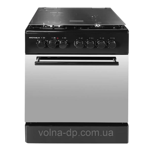 Плита газоелектрична Grunhelm FG6612G дзеркальна чорна