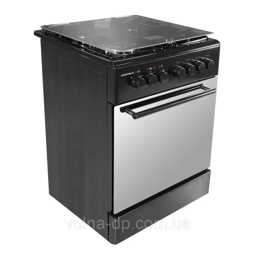 Плита газоелектрична Grunhelm FG6612G дзеркальна чорна