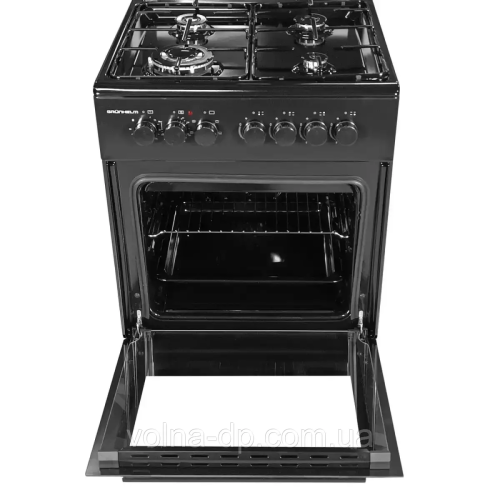 Плита газоелектрична Grunhelm FG6612G дзеркальна чорна