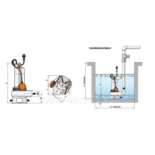 Фекальний насос Pedrollo BCm 20/50 кабель 10 м Італія Фекальний насос Pedrollo BCm 20/50 кабель 10 м Італія