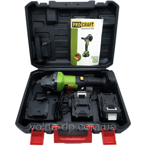 Акумуляторна болгарка PGA20 PRO-CRAFT (2 акб) — шліфмашина акум. PRO-CRAFT PGA-20
