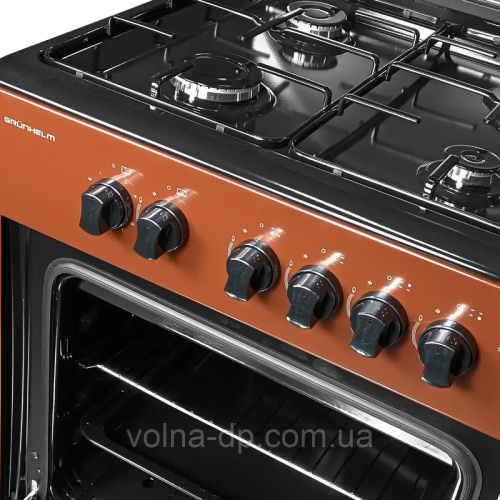 Плита газова коричнево-чорна Grunhelm G4FM6612BRB Плита газова коричнево-чорна Grunhelm G4FM6612BRB