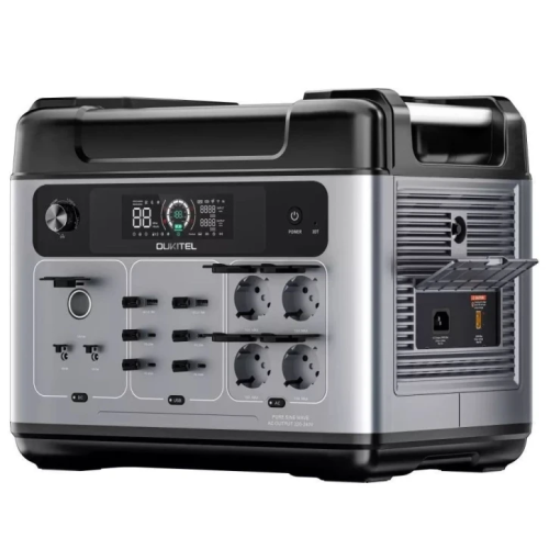 Портативная электростанция OUKITEL P2001 Plus, выходная мощность переменного тока 2400 Вт, аккумулятор LiFePO4 ёмкостью 2048 Вт·ч,
