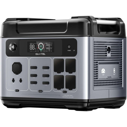 Портативная электростанция OUKITEL P2001 Plus, выходная мощность переменного тока 2400 Вт, аккумулятор LiFePO4 ёмкостью 2048 Вт·ч,