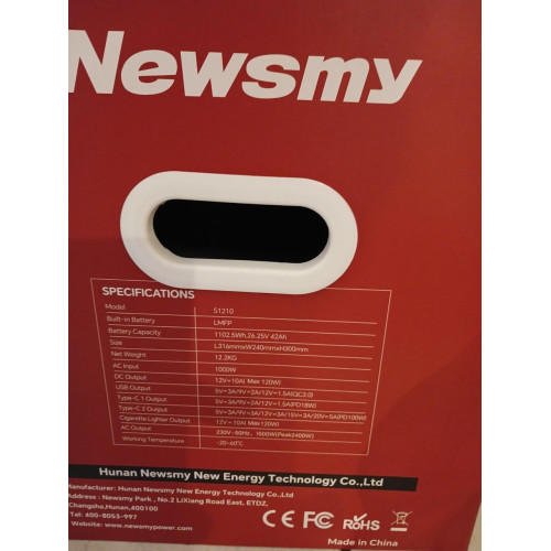 Портативна електростанція Newsmy S1210, потужністю 1200 Вт, LiFeP04, 1102,5 Вт·год