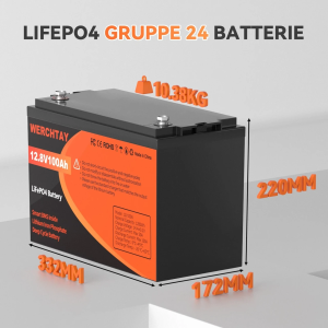 Акумуляторна батарея Werchtay12V 100AH LiFePO4 Bluetooth 100A BMS Boat Solar 15,000+ цикл