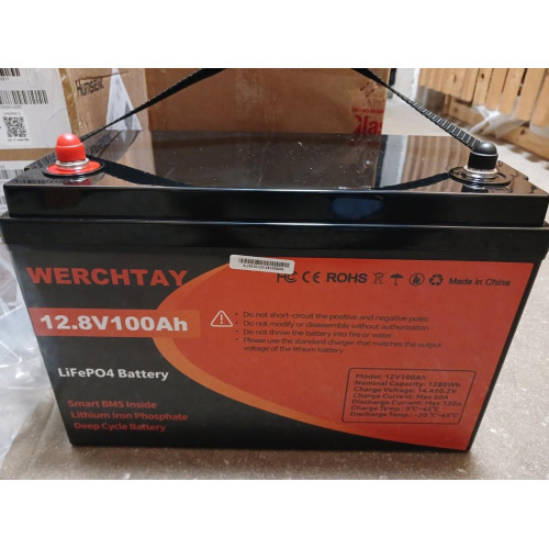 Акумулятор 12V LiFePO4 WERCHTAY 100 А·год з Bluetooth (BMS) 100 А 1280 Вт·год