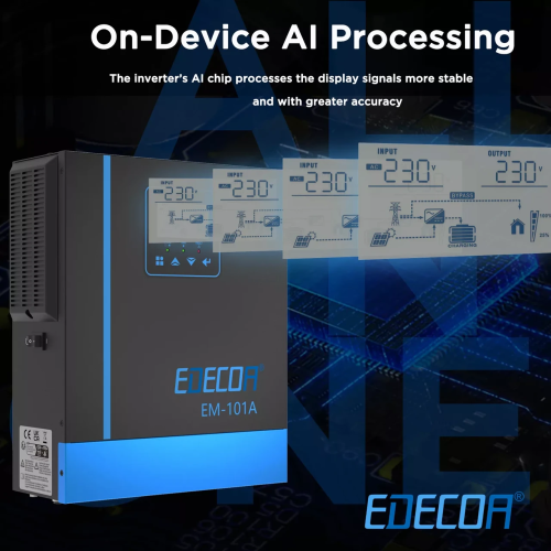 Інвертор EDECOA Hybrid 1000 Вт 12 В для сонячних батарей, 20-150 В MPPT, 40 А, ДБЖ