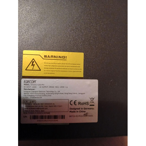 Інвертор EDECOA Sincore2-121D 12 V 230 V 1200 W Чиста синусоїда USB Type C PRO з пультом