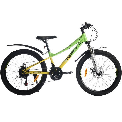 Велосипед SPARK NERO (колеса — 24", сталева рама — 12" салатовий із жовтим