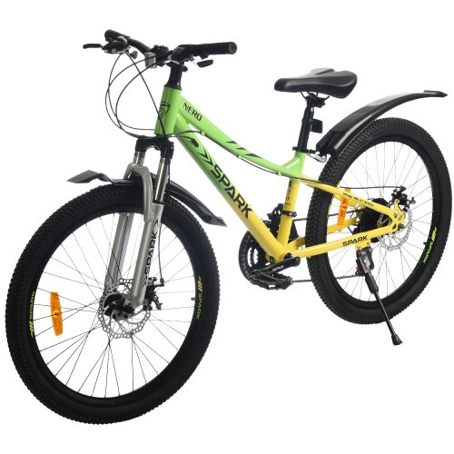 Велосипед SPARK NERO (колеса — 24", сталева рама — 12" салатовий із жовтим