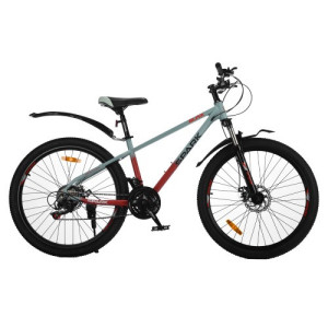 Велосипед SPARK BLINK (колеса — 26", сталева рама — 15") сірий із червоним