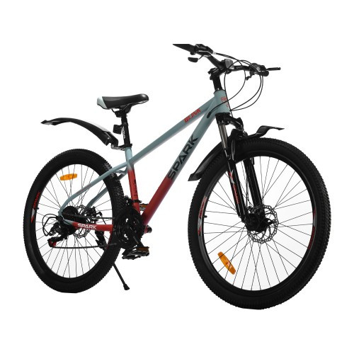 Велосипед SPARK BLINK (колеса — 26", сталева рама — 15") сірий із червоним Велосипед SPARK BLINK (колеса — 26", сталева рама — 15") сірий із червоним