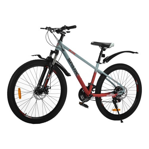 Велосипед SPARK BLINK (колеса — 26", сталева рама — 15") сірий із червоним Велосипед SPARK BLINK (колеса — 26", сталева рама — 15") сірий із червоним