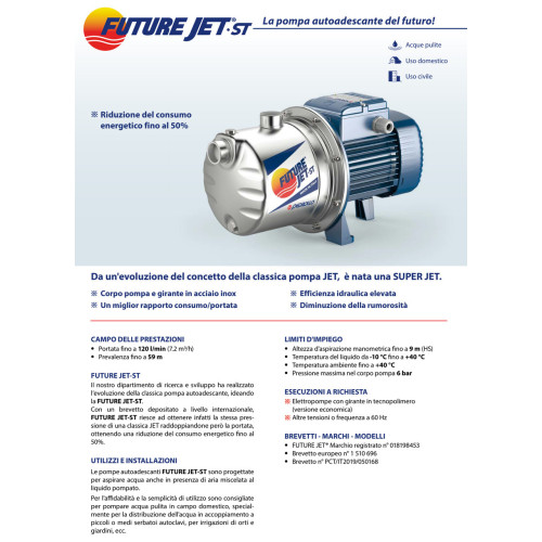 Насос поверхневий трехфазний Pedrollo FUTURE JET 2C-ST Насос поверхневий трехфазний Pedrollo FUTURE JET 2C-ST