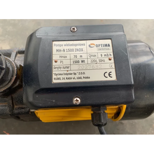 Насос відцентровий багатоступінчастий Optima MH-N 1500INOX 1,5кВт нерж, колеса Насос відцентровий багатоступінчастий Optima MH-N 1500INOX 1,5кВт нерж, колеса